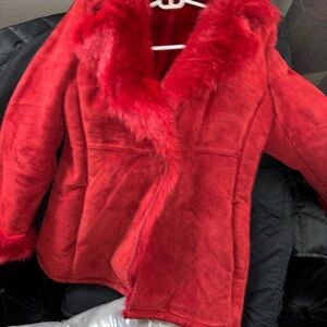 Women's Red Faux Fur Jacket